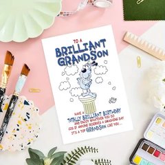 “Totally Brilliant Grandson” Fun Birthday Card
