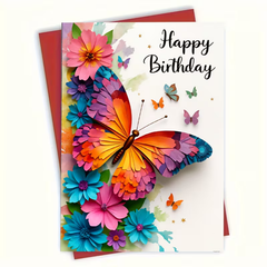 Flutter & Bloom Vibrant Birthday Card